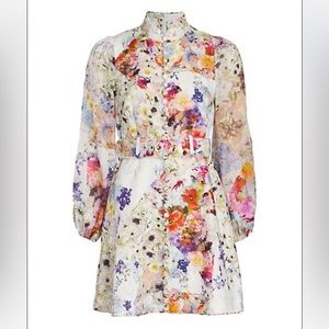 Prima belted mini shirt dress, size 0p, Zimmerman